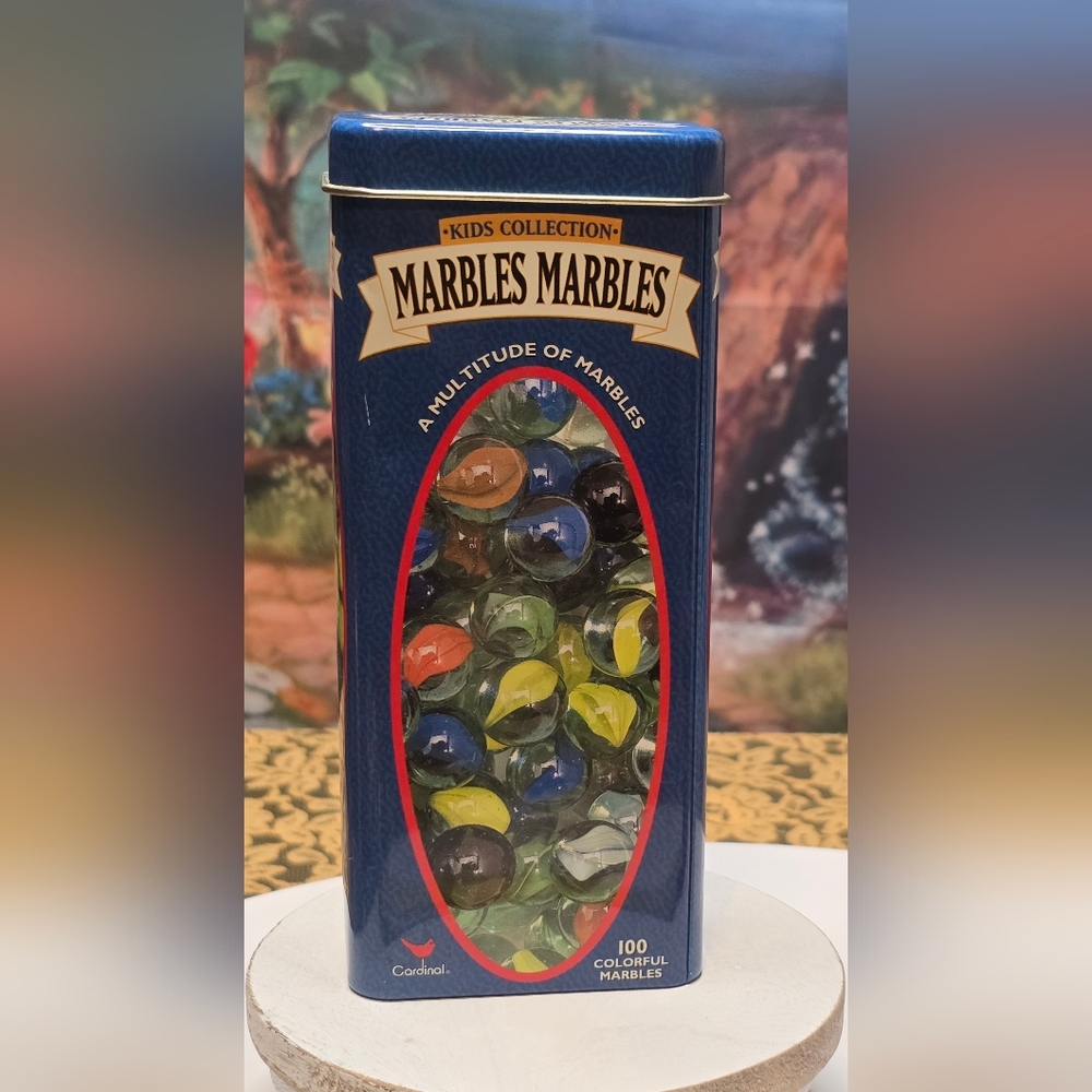 2001 Cardinal Kids Collection Tin of 100 Colorful Marbles ~Empty Tin ~Read